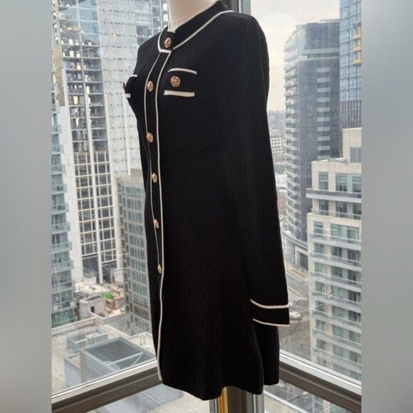 🆕 KARL LAGERFELD 🧿 NWT Classic Long Sleeve Button Up Jacquard Mini Dress, Sz M - Picture 5 of 16